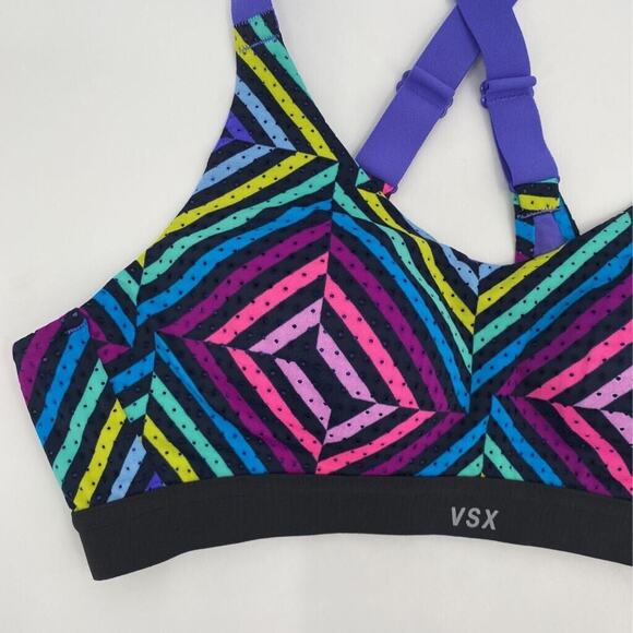 Victoria's Secret VSX Womens Sports Bra Multicolor Geometric Stretch 32A - Picture 2 of 8